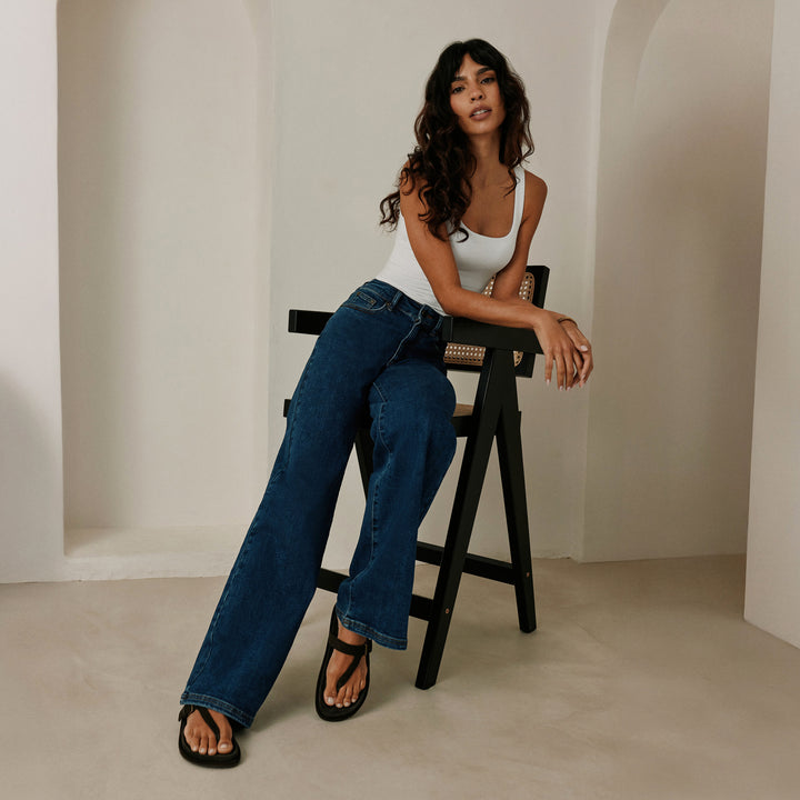 Weite Stretch-Jeans - Dunkelblau