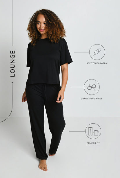 Soft Touch Lounge Set Mit Weitem Bein - Schwarze