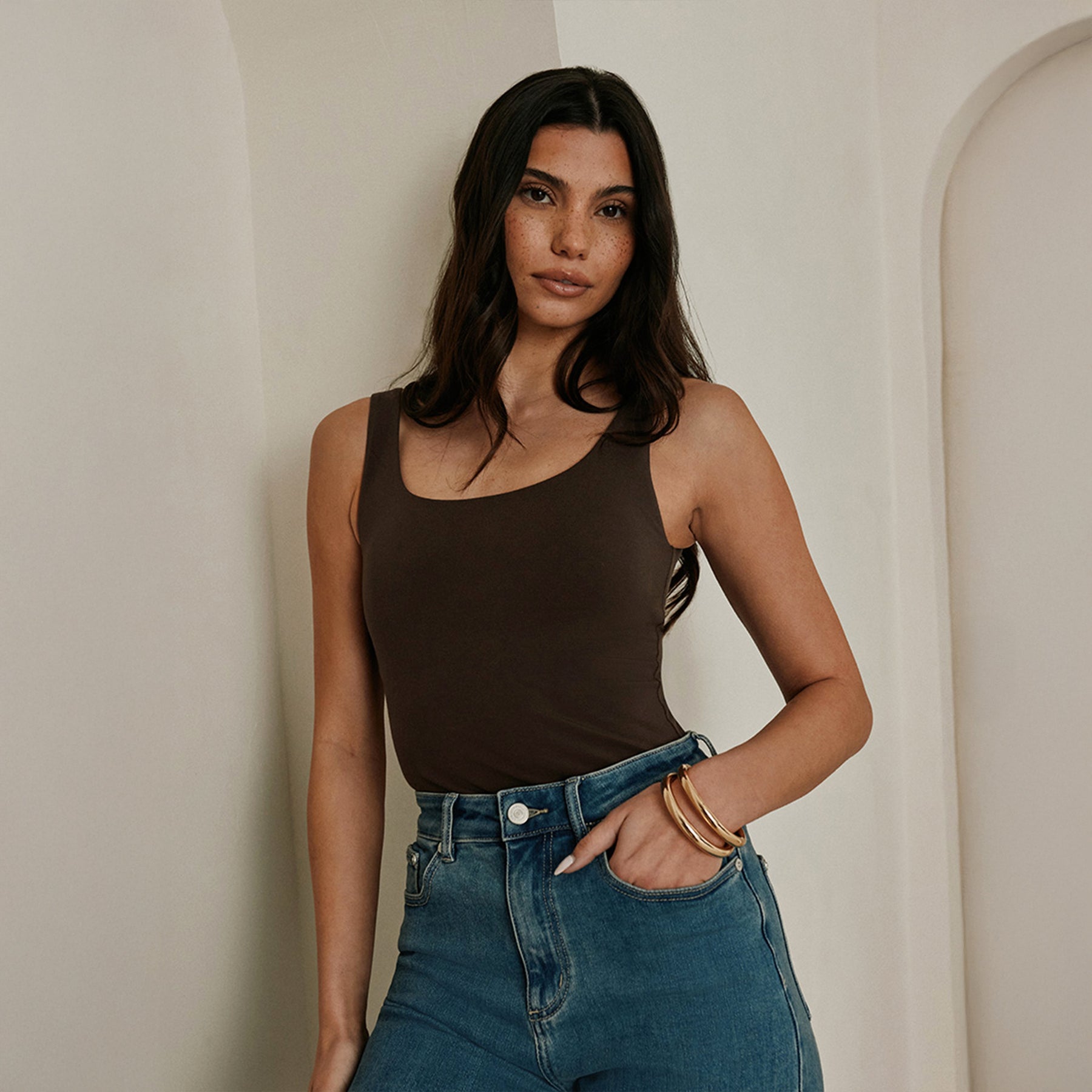 Leichtes Alltags-Tank-Top - Espressobraunes