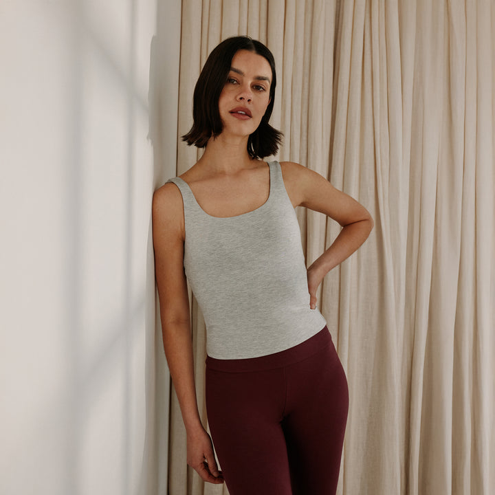 Leichtes Everyday Tanktop – Hellgrau meliert