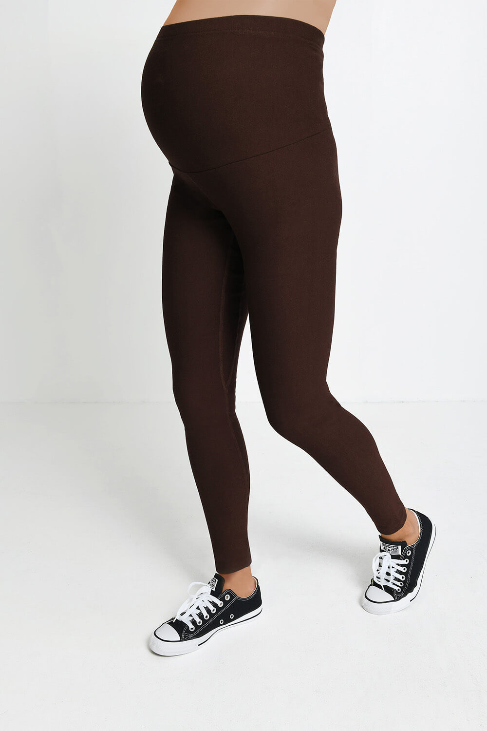 Alltägliche Winter Umstandsleggings mit hoher Taille - Espresso-Braune