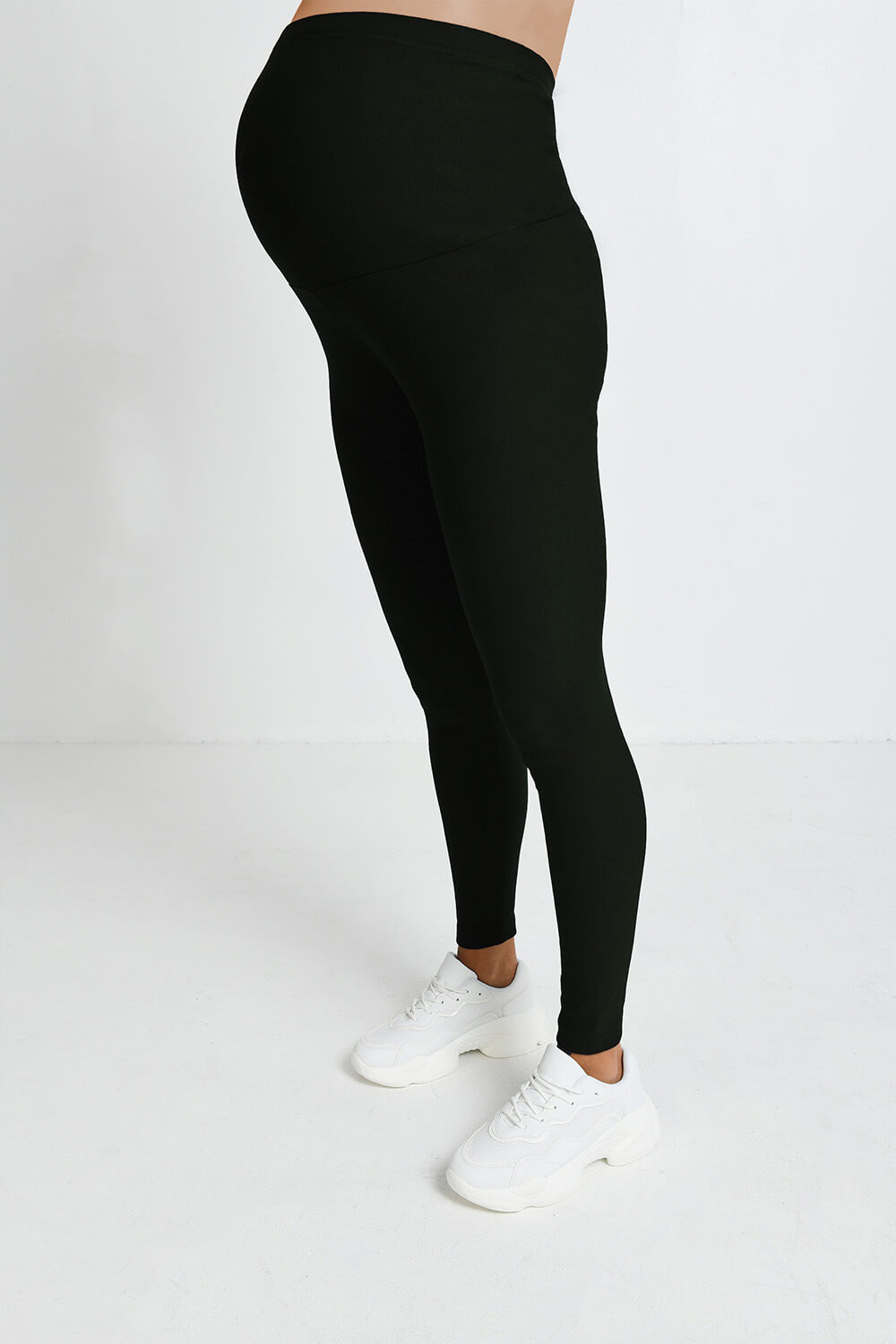 Alltägliche Winter Umstandsleggings mit hoher Taille  - Tiefes Olivgrün