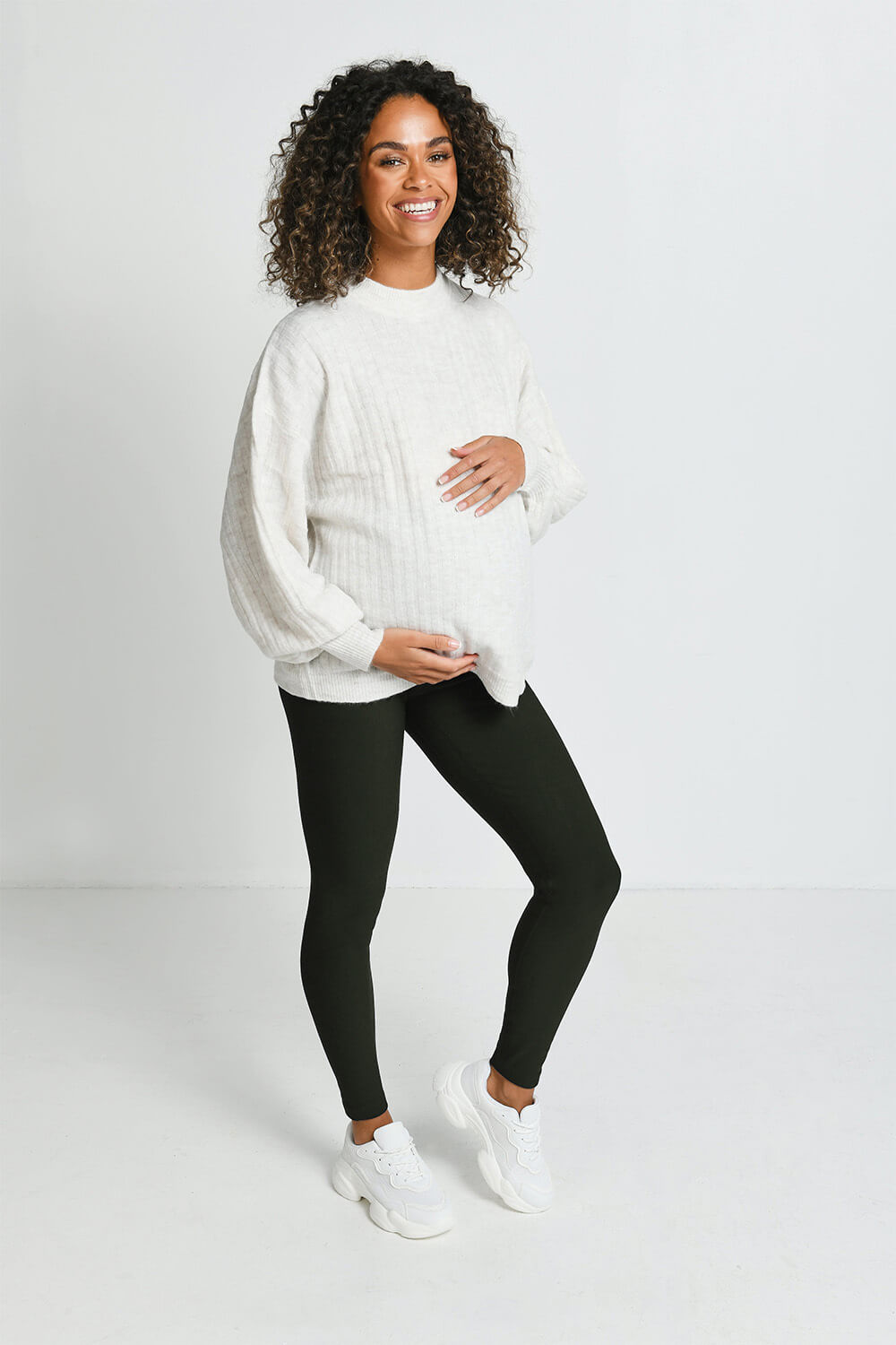 Alltägliche Winter Umstandsleggings mit hoher Taille  - Tiefes Olivgrün