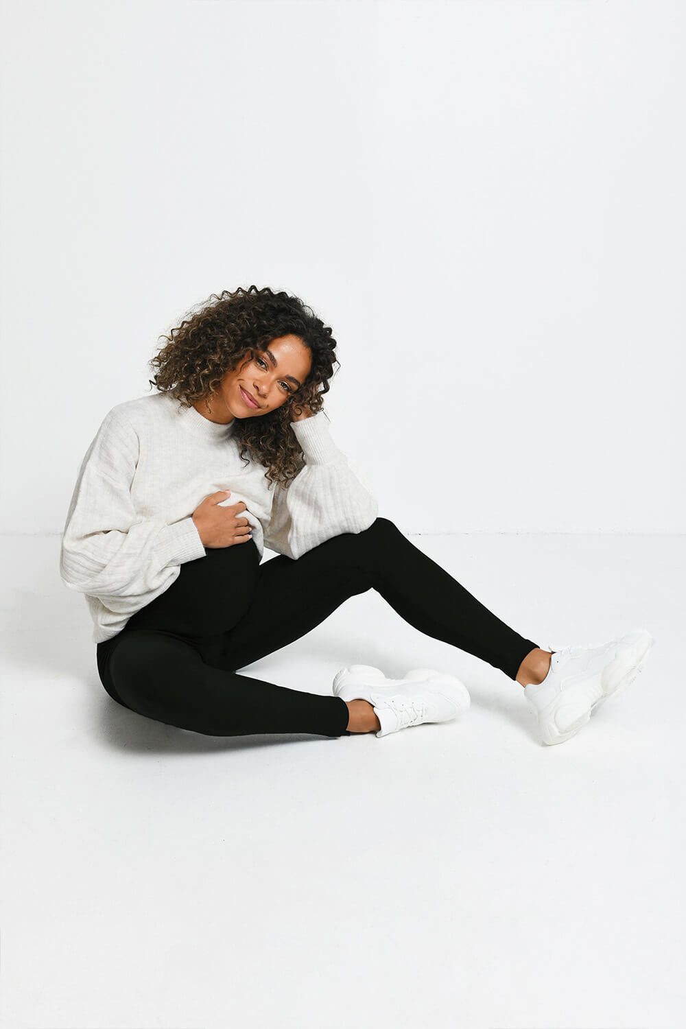 Alltägliche Winter Umstandsleggings mit hoher Taille  - Tiefes Olivgrün