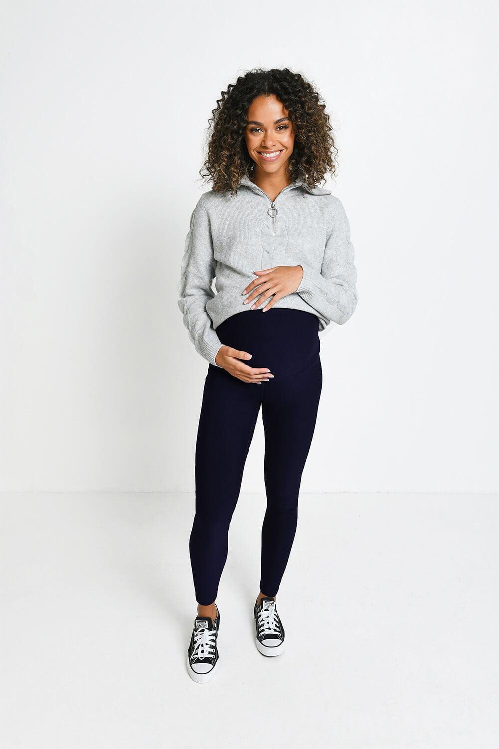 Alltägliche Winter Umstandsleggings mit hoher Taille - Vintage Navy