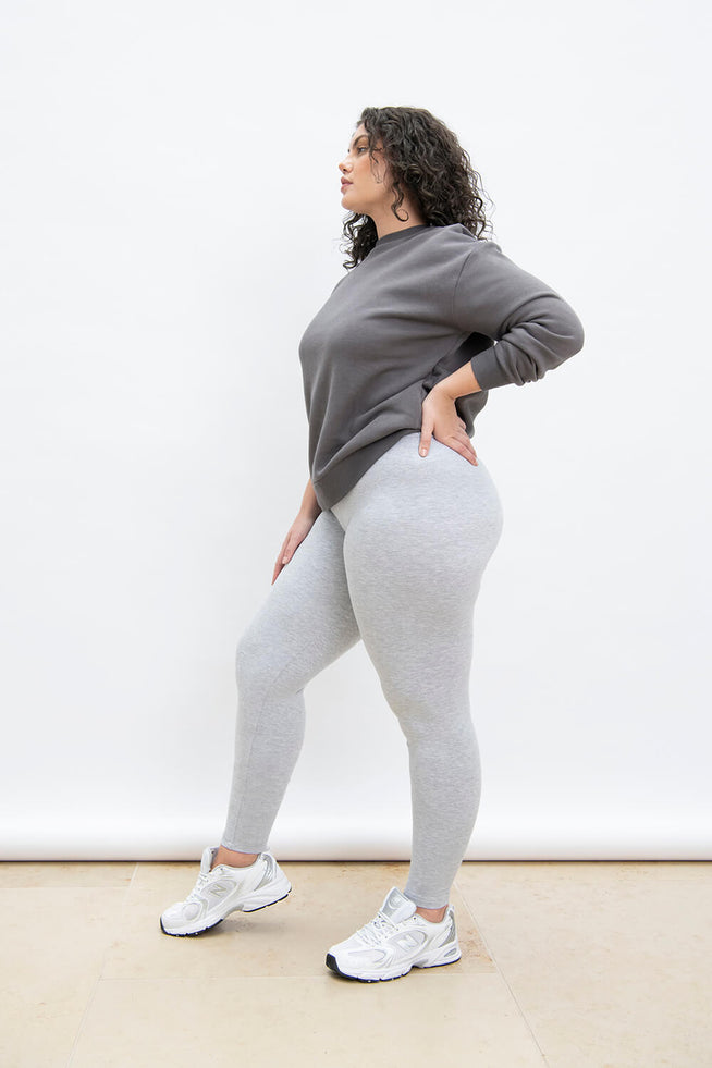 Everyday High Waisted Leggings Curvy - Light Grey Marl