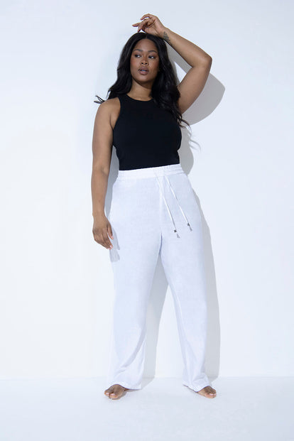 Leinenhose Curvy - White