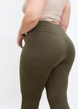 Everyday High Waisted Leggings Curvy - Khaki Green