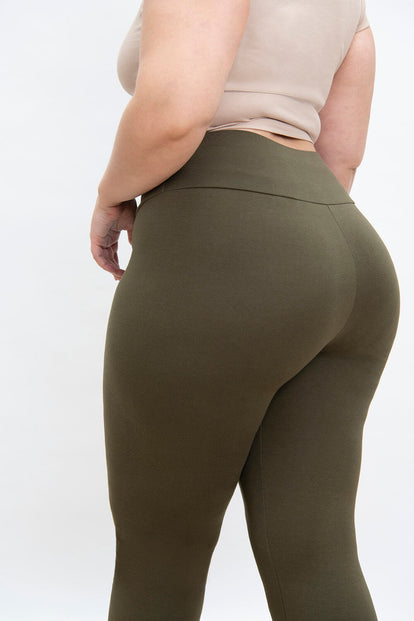 Everyday High Waisted Leggings Curvy - Khaki Green