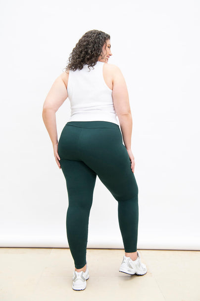 Everyday High Waisted Leggings Curvy - Forest Green