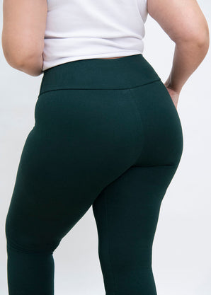 Everyday High Waisted Leggings Curvy - Forest Green