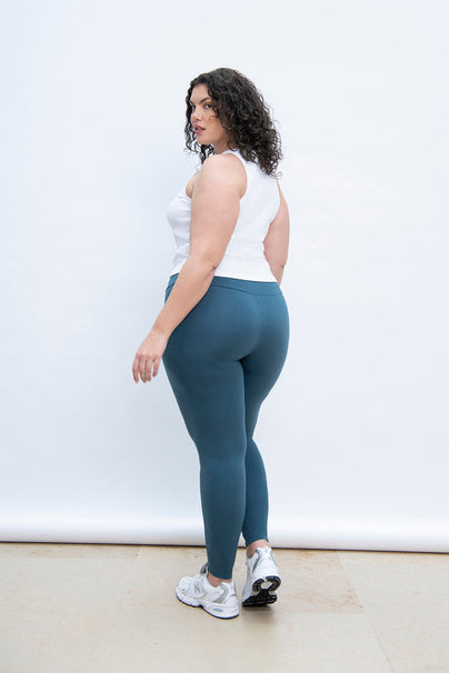 Everyday High Waisted Leggings Curvy - Petrol Blue