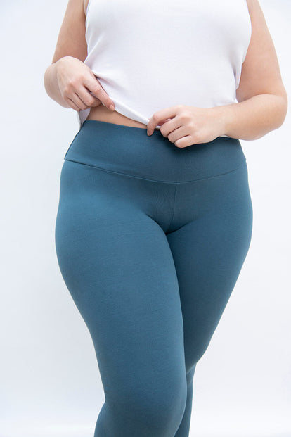 Everyday High Waisted Leggings Curvy - Petrol Blue