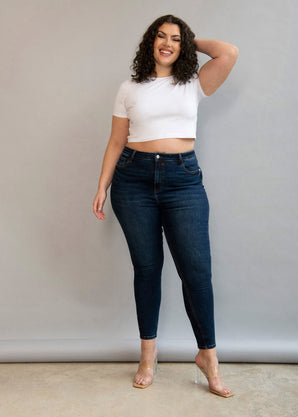 Lift & Shape Jeans Curvy - Dark Blue