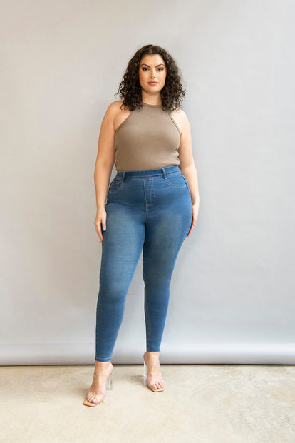 Ultimate 7/8 Jeggings Curvy - Mid Blue