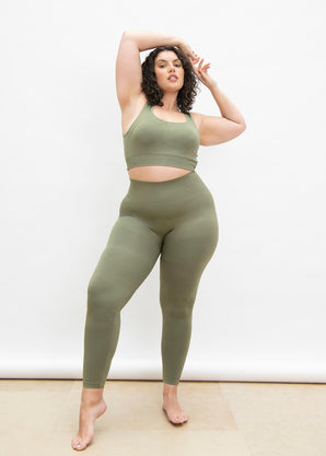 Ultimate High Waisted Seamless Leggings Curvy - Sage Green