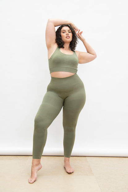 Ultimate High Waisted Seamless Leggings Curvy - Sage Green