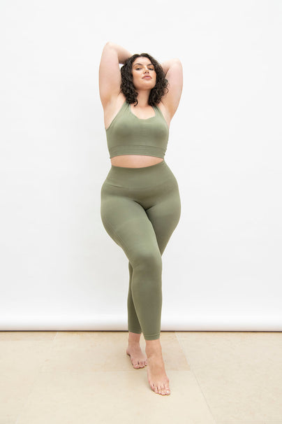 Ultimate High Waisted Seamless Leggings Curvy - Sage Green