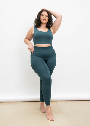 Ultimate High Waisted Seamless Leggings Curvy - Teal Blue