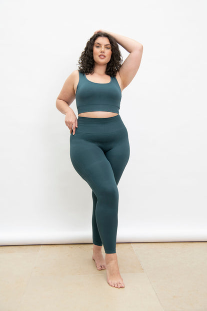 Ultimate High Waisted Seamless Leggings Curvy - Teal Blue