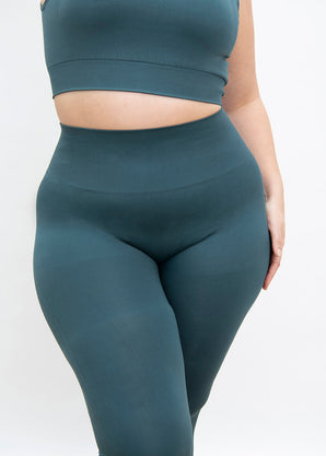 Ultimate High Waisted Seamless Leggings Curvy - Teal Blue