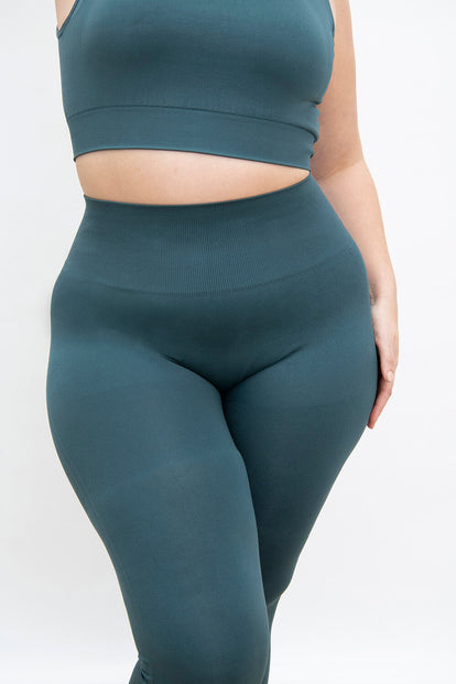 Ultimate High Waisted Seamless Leggings Curvy - Teal Blue