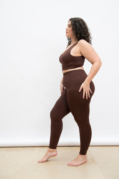 Ultimate High Waisted Seamless Leggings Curvy - Chocolate Brown