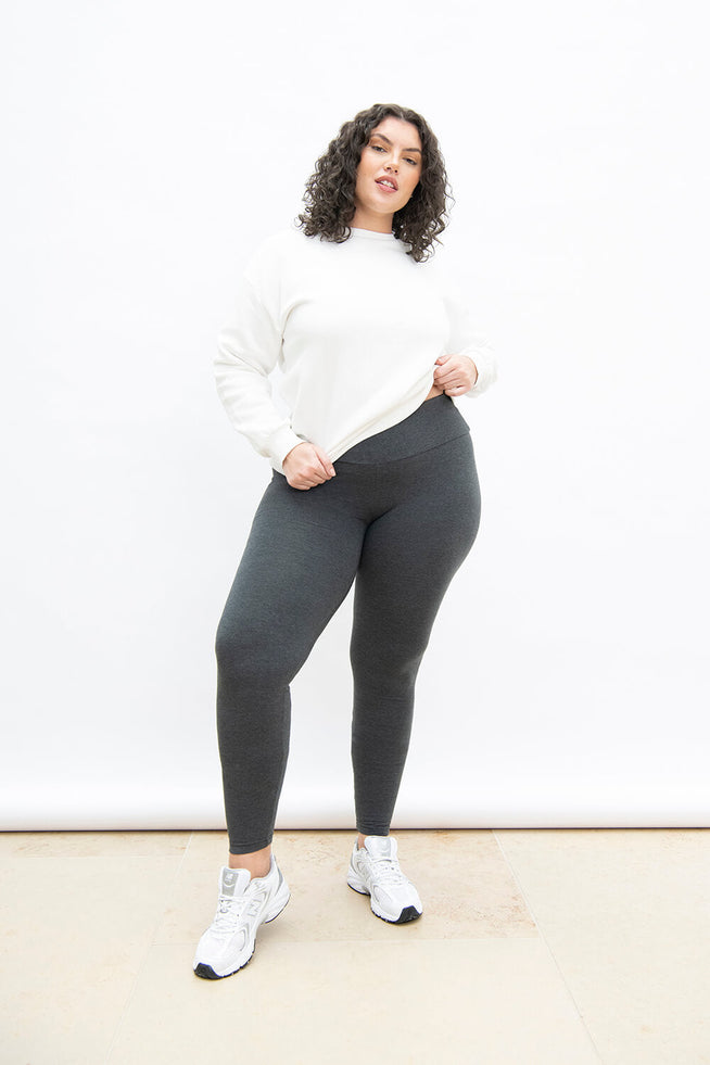 Everyday High Waisted Leggings Curvy - Dark Grey Marl