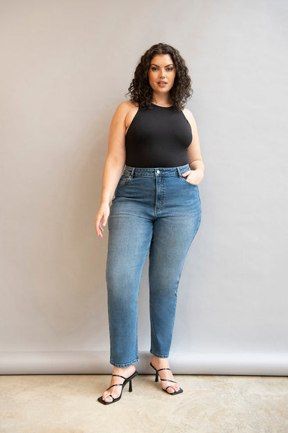 Straight-Fit Jeans Curvy - Mid Blue