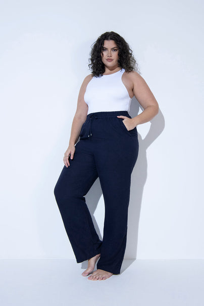 Leinenhose Curvy - Navy