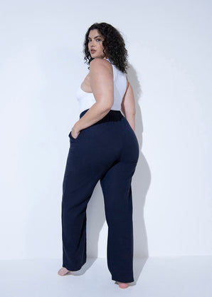 Leinenhose Curvy - Navy