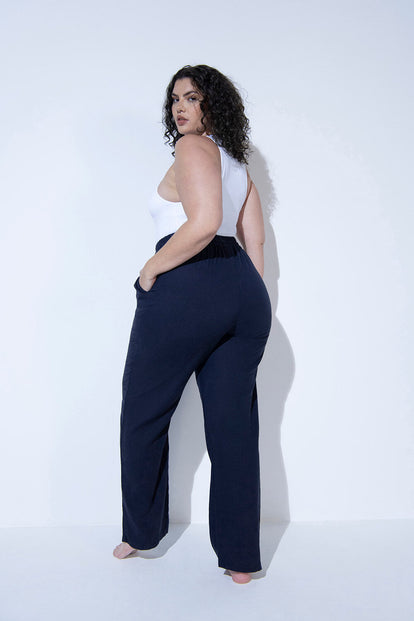 Leinenhose Curvy - Navy