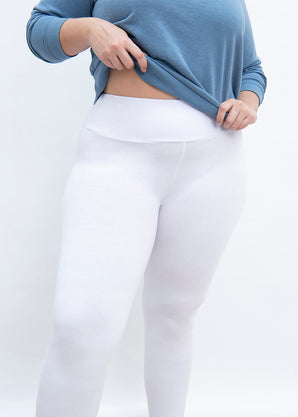 Everyday High Waisted Leggings Curvy - White