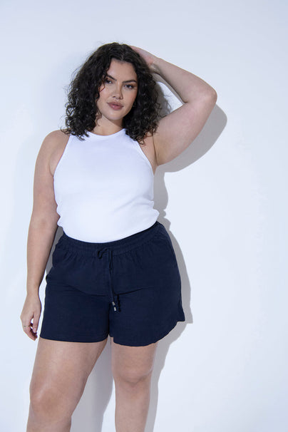 Leinenshorts Curvy - Navy