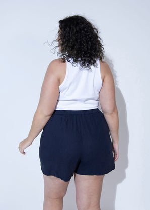 Leinenshorts Curvy - Navy