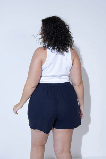 Leinenshorts Curvy - Navy