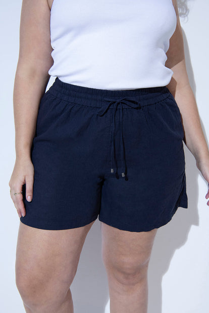 Leinenshorts Curvy - Navy