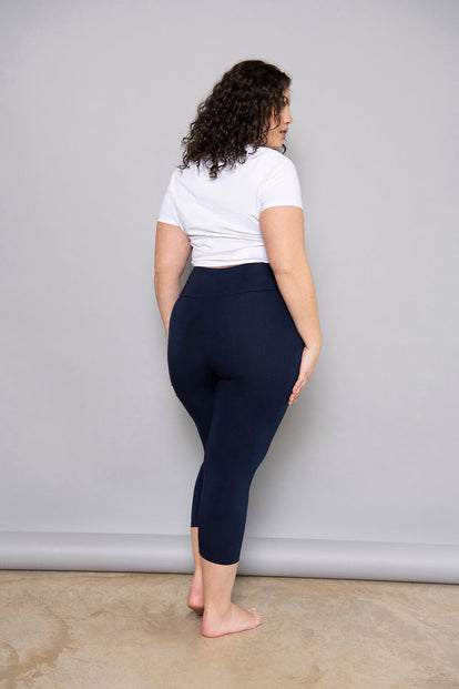 Cropped Leggings Lightweight Curvy - Navy