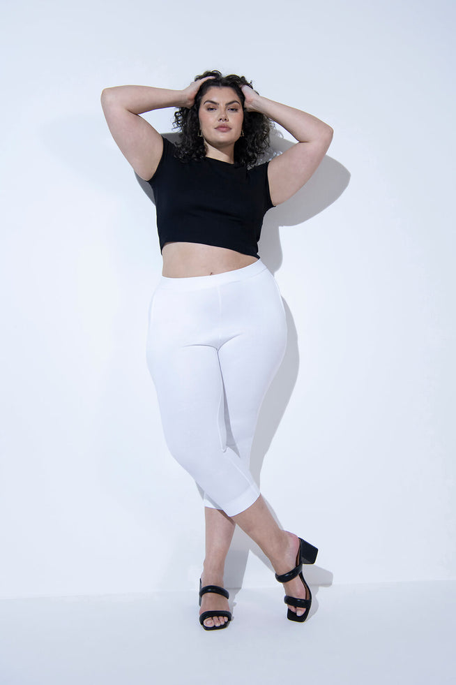 7/8 Stretchhose Curvy - White