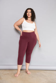 Cropped Leggings Lightweight Curvy - Burgundy