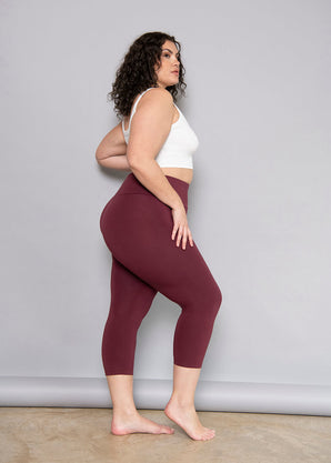 Cropped Leggings Lightweight Curvy - Burgundy