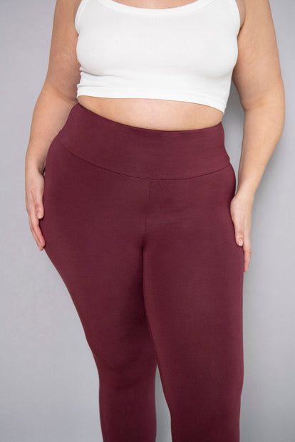 Cropped Leggings Lightweight Curvy - Burgundy