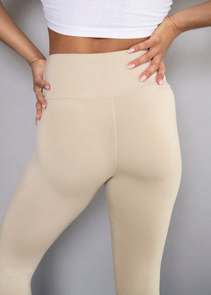 Cropped Leggings Lightweight Curvy - Beige