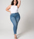 Gerippte Hose Mit Weitem Bein Curvy-Fit Mom Jeans - Mid Blue