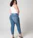 Gerippte Hose Mit Weitem Bein Curvy-Fit Mom Jeans - Mid Blue