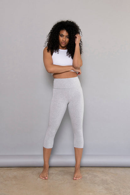 Cropped Leggings Lightweight Curvy - Light Grey