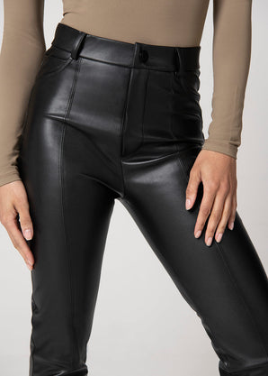 High Waisted Leggings In Lederoptik - Black