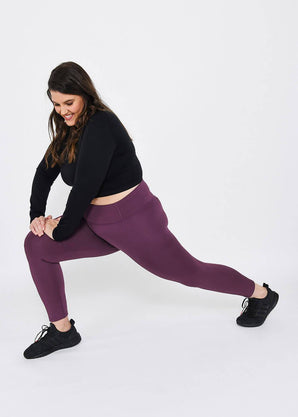 Focus 7/8 High Waisted Sport Leggings Curvy - Mulberry Plum