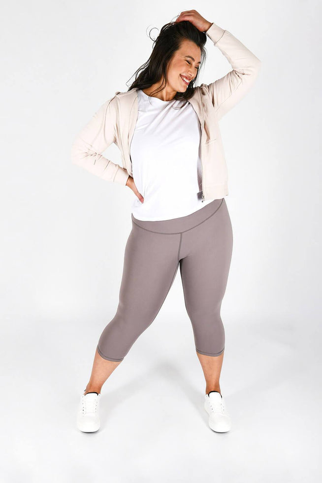 Revitalise Cropped High Waisted Leggings Curvy - Mauve