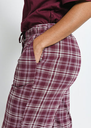 100% Baumwoll-Pyjama Set - Burgundy Check